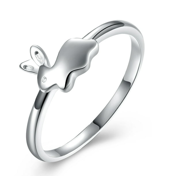Wishrocks Simulated Blue Topaz Easter Bunny Rabbit Ring in 14K Gold Over Sterling Silver Wishrocks Simulated Blue Topaz Easter Bunny Rabbit Ring in 14K Gold Over Sterling Silver